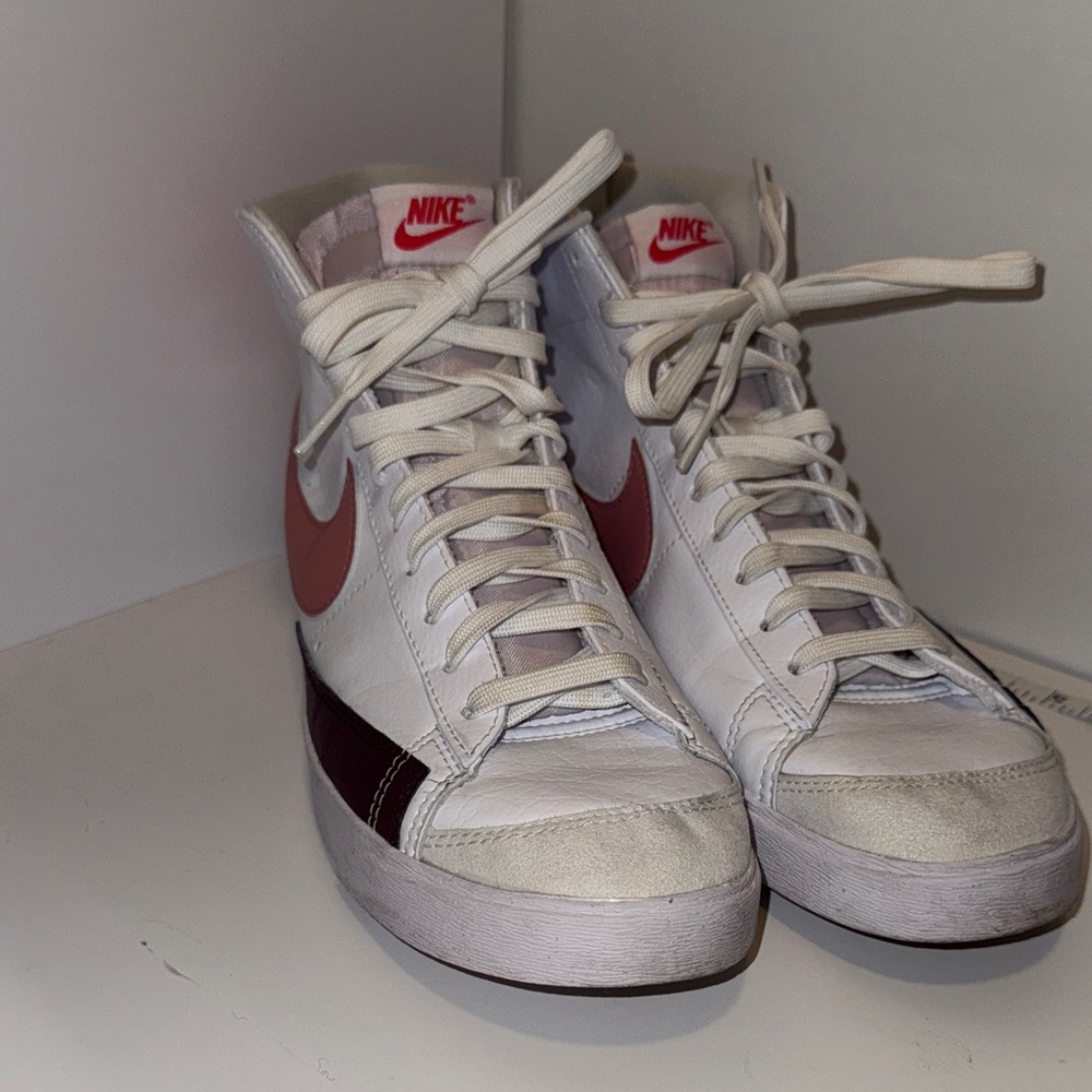 Nike Women's White and Pink High-Top Sneakers - Picture 5 of 10